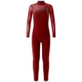 thumbnail image 3 of Aiihoo Kids Girls Dance Bodysuit Gymnastics Leotard Rhinestones Skating Jumpsuit Long Sleeve Dance Unitard Burgundy 16, 3 of 7