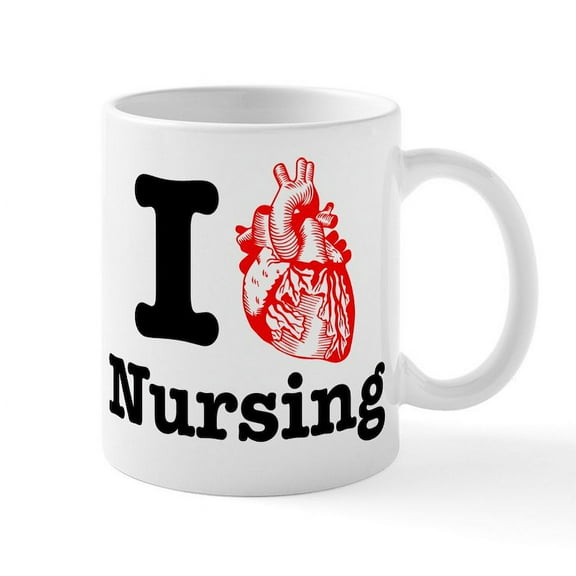 CafePress - I Heart Nursing Mug - 11 oz Ceramic Mug - Novelty Coffee Tea Cup