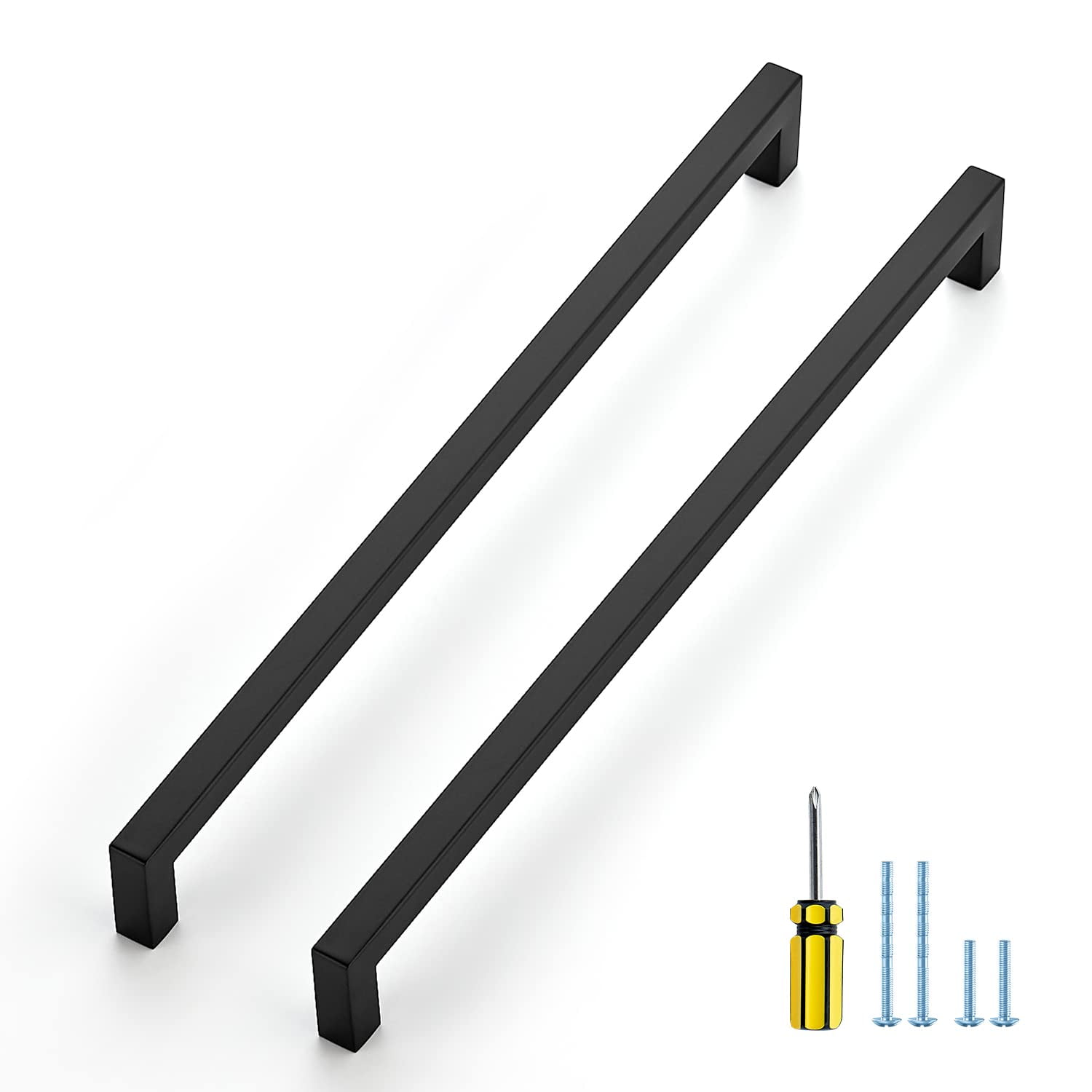 5 Pack Black Pulls 123/5 Inch Square Handles Matte Black Kitchen Hardware for