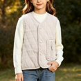 thumbnail image 2 of Besolor Toddler Girls Boys Clothes Vests Sleeveless Button down Tops Fall Winter Lightweight Casual Warm Jackets with Pocket(5-6 Years,Beige), 2 of 7