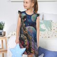 thumbnail image 4 of Fotbe Rainbow Astronaut Space Landscape Vestido de Dormir para Niñas de 3 a 10 Años, Mangas Cortas, Estilo Princesa, Pijama Camisón con Mangas Voladas-Small, 4 of 6