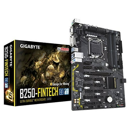 Gigabyte GA-B250-FinTech LGA1151 Intel ATX Cryptocurrency Mining 12PCIe 3.0 DDR4