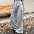thumbnail image 4 of yunLCZ Wide Leg Pants Woman Women's Spring Summer Solid Color With Pockets And Drawstring Loose Casual Sweatpants Office Slacks, 4 of 4