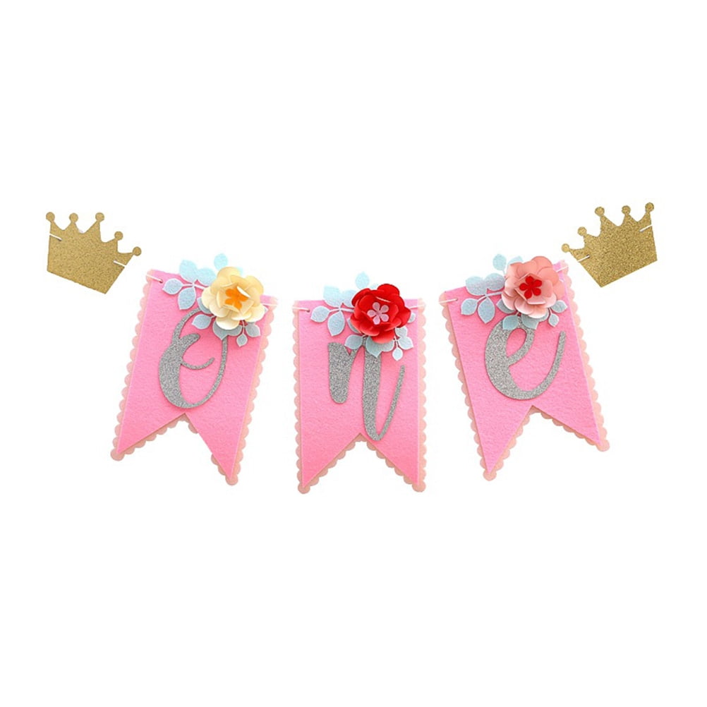 Baby Girls 1st Birthday Party Highchair Banner Summer Flower One High