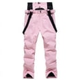 thumbnail image 2 of Ski Pants Men Waterproof Warm Outdoor Bib Insulated Ripstop Veneer Cargo Hiking Pants Women Snow Pants Pink XXL, 2 of 7