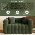 thumbnail image 6 of Wiilayok 59.1" Modern Tufted Upholstered Teddy 2 Seater Loveseat Sofa with 2 Pillows，Comfy Sherpa Deep Seat Cloud Couch, Small Love Seat for Living Room Apartment, Olive Green, 6 of 9