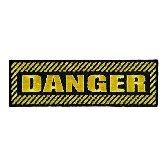 Danger Black & Yellow Embroidered Patches, Sayings Patches