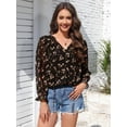 thumbnail image 5 of Siliteelon Boho Floral Blouses for Women Long Sleeve V Neck Chiffon Flowy Shirts Loose Fit, 5 of 6