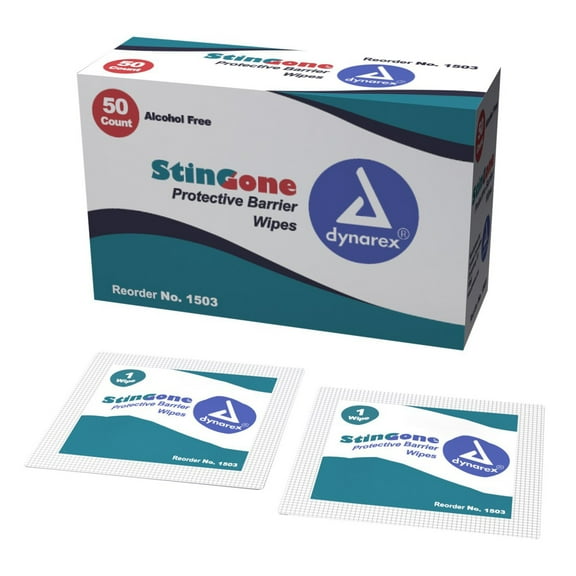 StinGone Skin Barrier Wipes Box of 50, Unscented