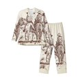 thumbnail image 1 of Balery Cowboys Riding Horses Pijama para Hombre de Dos Piezas con Manga Larga, Conjunto de Dormir y Descanso Suave con Bolsillos-XX-Large, 1 of 7