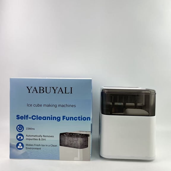 YABUYALI Ice cube making machines,Countertop Ice Maker Machine with Handle, 26lbs Per Day, 9 Ice Cubes Ready in 6 Mins, for Home/Kitchen/Camping/RV (White)