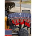 thumbnail image 5 of Outdoor Tablecloth with Umbrella Hole for Patio/Picnic/Party/Camping, Independence Day Waterproof Table Cloth Square Cover Washable, 4th of July Star Blue Red Striped (60"x 60"), 5 of 8