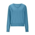 thumbnail image 5 of Zedker Cashmere Sweaters for Women Cozy V Neck Long Sleeve T Shirt Knit Pullover Tops Lightweight Soft Jumper Sweater Blue S, 5 of 10