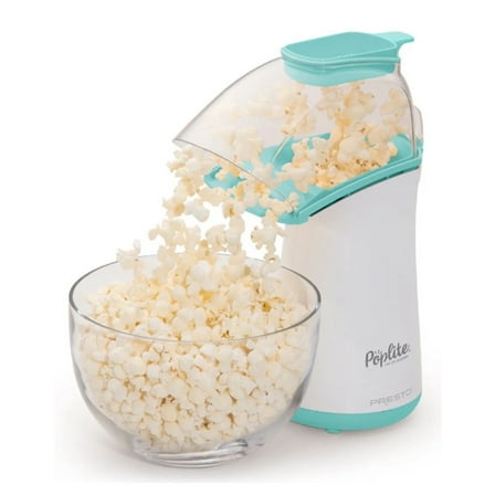 Presto 04869 PopLite Hot Air Popper Popcorn Maker for Home Kitchen, 18 Cups, Aqua/White