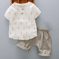 thumbnail image 5 of Two-Piece Cotton Linen Sets for Kids Boy Summer 2PCS Outfits Print T-Shirt with Pant Boys Casual Set, 5 of 5
