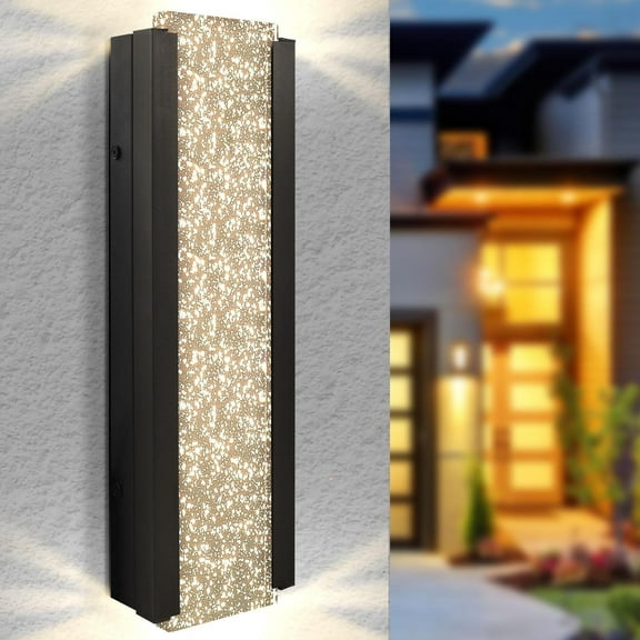 Luxrite LED 17 Inch Bubble Glass Outdoor Wall Sconce, 3CCT 3000K-5000K, IP65, 12W, Aluminum, ETL