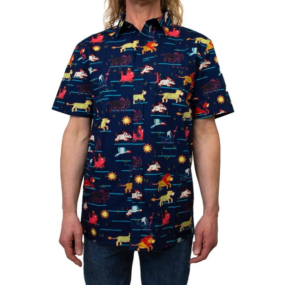 Men's Mad Engine Navy The Lion King Stampeded Button-Up Shirt