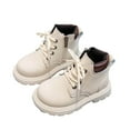 thumbnail image 3 of CAICJ98 Girl Boots Kid Waterproof Outdoor Fall Winter Comba Booties Leather Comfort Shoes Boots Toddler White (Toddler/Little Kid),13.5, 3 of 7