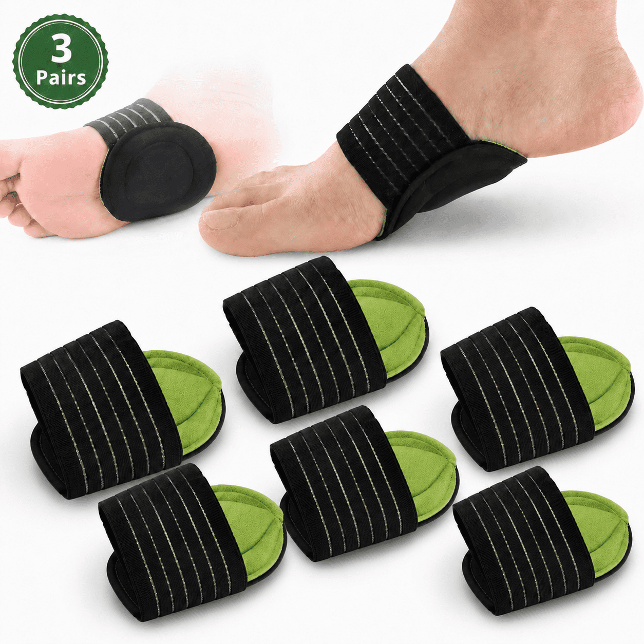 Arch Support, Emlimny 3 Pairs Compression Fasciitis Cushioned Support Sleeves, Plantar Fasciitis Foot Relief Cushions for Plantar Fasciitis, Fallen Arches, Achy Foot Problems for Men and Women