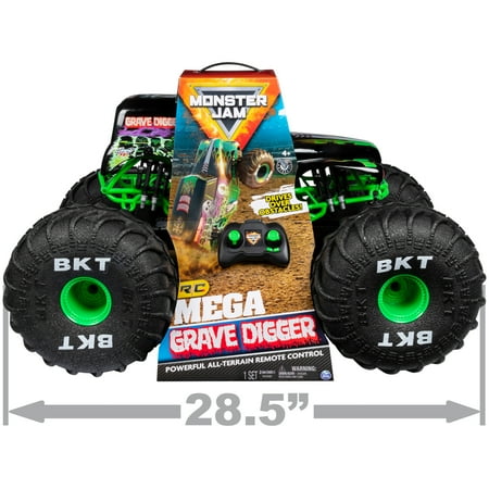 Monster Jam, Official Mega Grave Digger All-Terrain Remote Control Monster Truck with Lights, 1: 6 Scale, Kids Toys for Boys