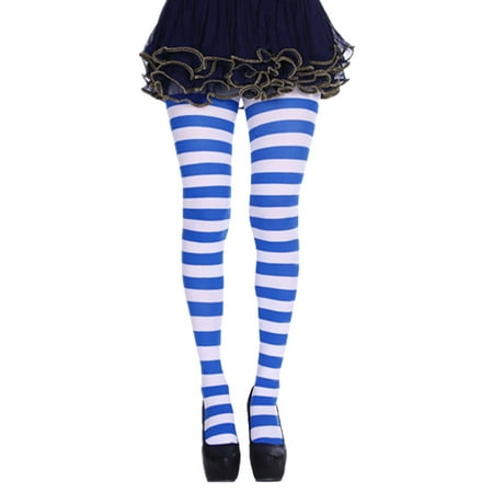 

Women Colorful Striped Tights Footed Pantyhose Stockings for Mardi Gras Carnival