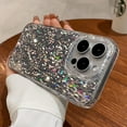 thumbnail image 2 of Sparkling Grid Diamond Pattern Case for iPhone 15 14 13 12 Pro Max Shiny Glitter Luxurious Cover for Women Girls Slim Cases (White,for iPhone 15), 2 of 8