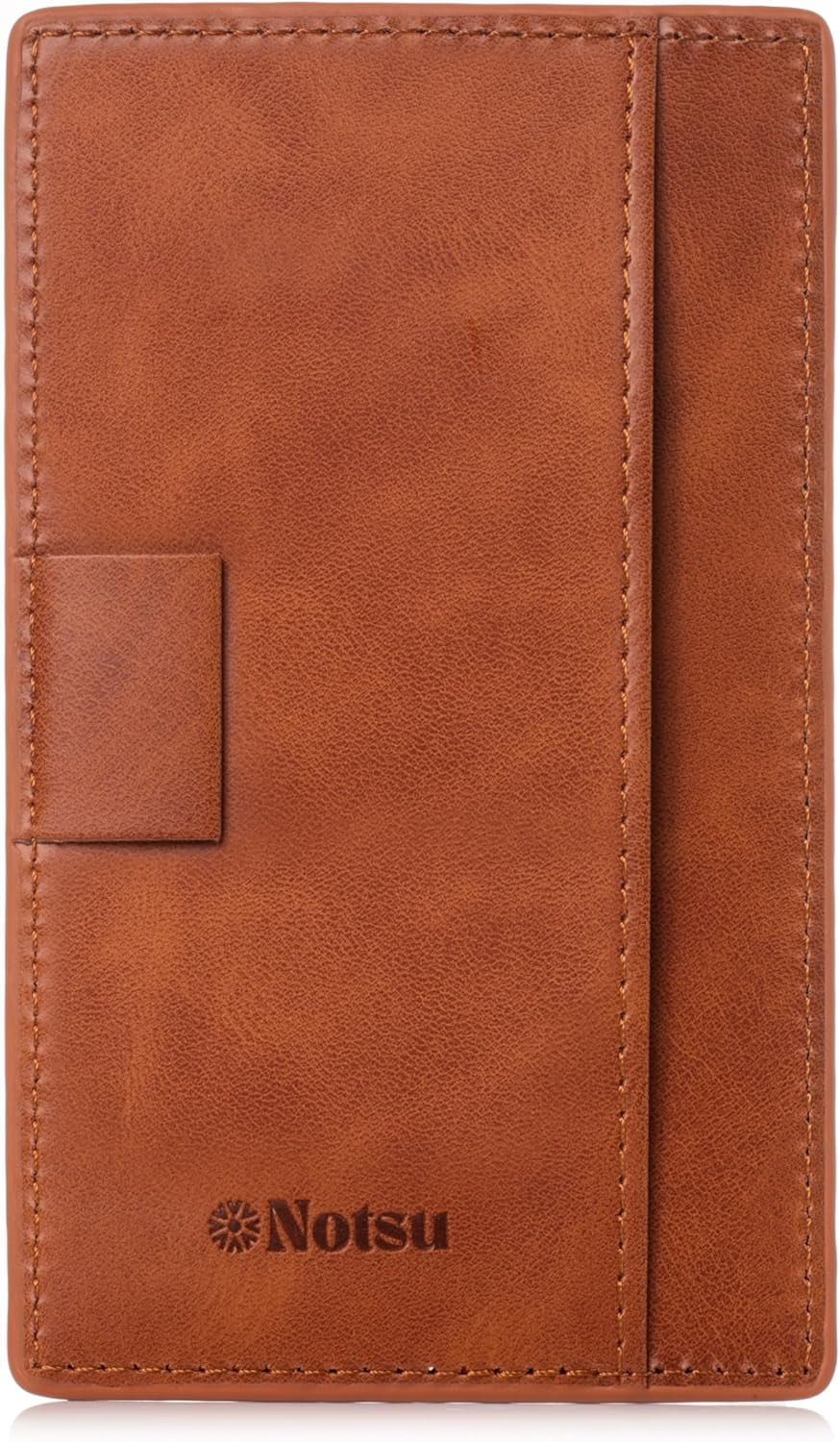 Notsu Note Card Holder | Minimalist 3x5 Inch Index Card Holder Handheld Case in Premium Brown Vegan Leather with 25 To Do List Notecards