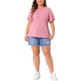thumbnail image 2 of Agnes Orinda Women's Plus Size Easter Tops Round Neck Ruffle Short Sleeve T-Shirts Casual Summer Tee Blouse 3X Pink, 2 of 5