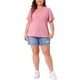 thumbnail image 2 of Blusas de verano casual para mujer Agnes Orinda, con cuello redondo y mangas con volantes, camiseta 2X rosa, 2 of 5
