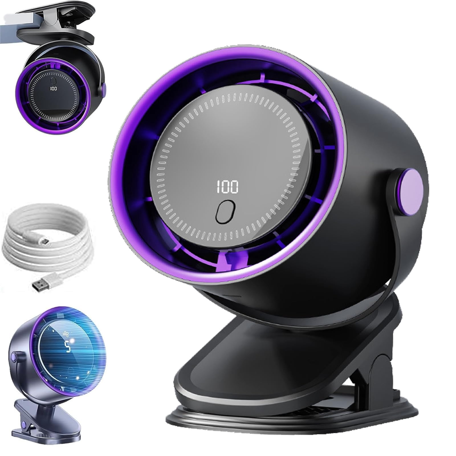 guanglv Powerful Portable Clip-on Fan, USB Powered Mini Personal Desk Clip Fan for Car Home Office