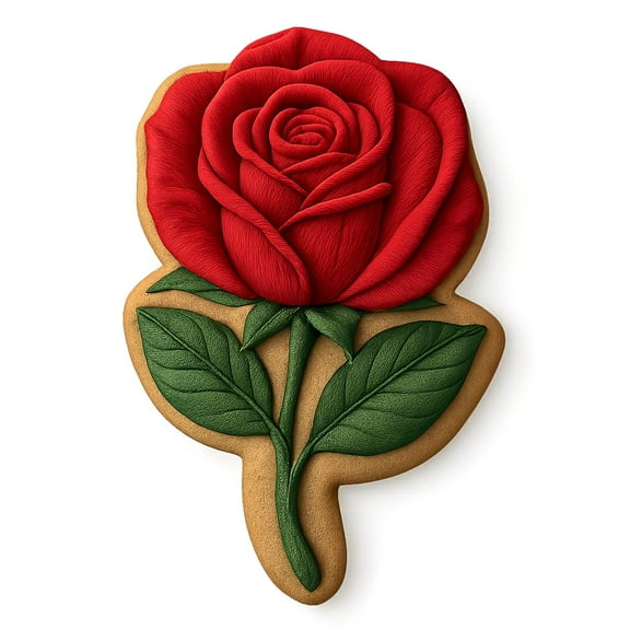 Anniversary Rose Heart Cookie Cutter - 4x3" Romantic Baking Design