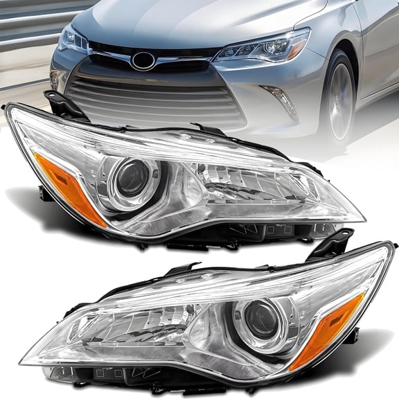 Fits for 2015-2017 Toyota Camry Automotive Headlight Assembly Pair Headlamps Chrome