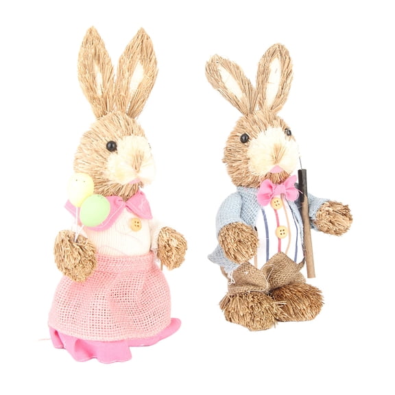 Spring Easter Decorations, Set of 2 Cute 23cm Foam Bunny Figures for Tabletop Gifts