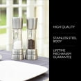 thumbnail image 2 of Cole & Mason Mason Derwent Adjustable Acrylic Salt and Pepper Grinder Set, Stainless Steel, 2 of 7