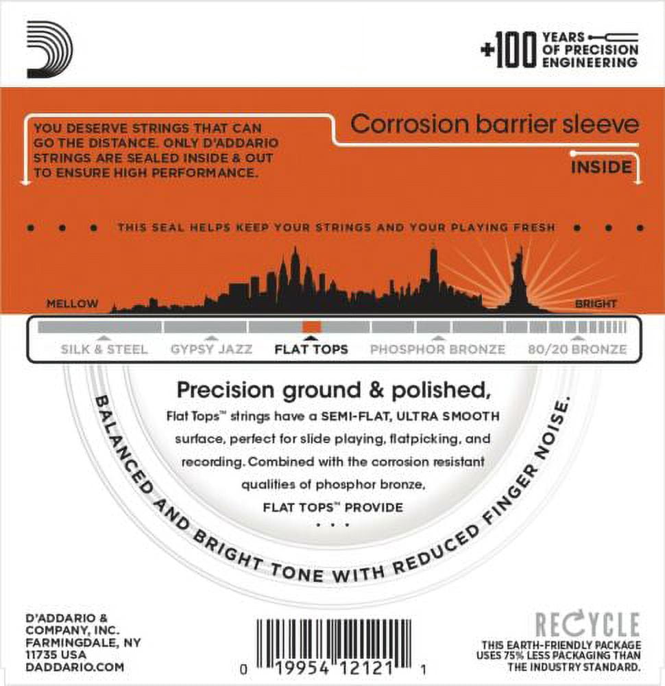 D'Addario Guitar Strings  3 Sets  EFT13 Flat Top  Phosphor Bronze  Medium
