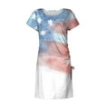 thumbnail image 4 of Wycnly Womens Dresses for 4th of July Independence Day Patriotic Party Sexy Slit Drawstring Bodycon Midi Dresses Short Sleeve Crewneck Star Print Knee-Length 2024 Summer Casual Dress Light Blue m, 4 of 5