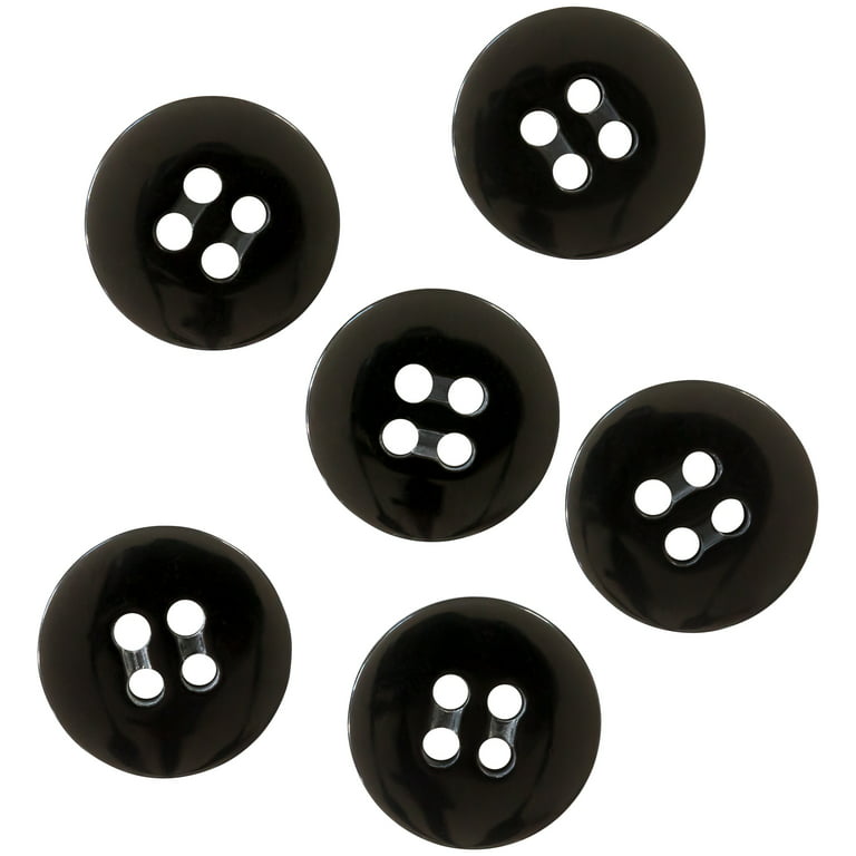 Le Bouton Black 3/4 Round 4-Hole Buttons, 6 Pieces 