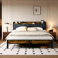 thumbnail image 3 of Dayago King Size Platform Bed Frame with Headboard, USB Charging Station and LED Light, Under Bed Storage, No Box Spring Needed, Noise-Free, 3 of 10
