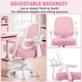 thumbnail image 2 of Hoffree Kids Desk Chair with Adjustable Backrest Flipped Arms Ergonomic Study Chair wtih Adjustable Footrest Height Rolling Pink office chair for Teens Boys Girls in Study Room, 2 of 10
