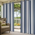 thumbnail image 5 of Outdoor Curtains for Patio Waterproof, Navy Blue Grey Striped Windproof Pravicy Outside Porch Blackout Curtain, Modern Minimalist Ombre Lines Sun Blocking Curtains for Cabana 2 Panels 54"x95", 5 of 9