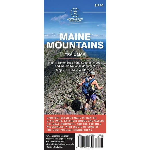 AMC Maine Mountains Trail Maps 1-2 : Baxter State Park-Katahdin Woods and Waters National Monument and 100-Mile Wilderness (Edition 12) (Sheet map, folded)