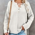 thumbnail image 2 of BLVB Womens Oversized Knitted Sweater Crewneck Button Long Sleeve Sweatshirt Casual Loose Fall Pullover Tops, 2 of 9