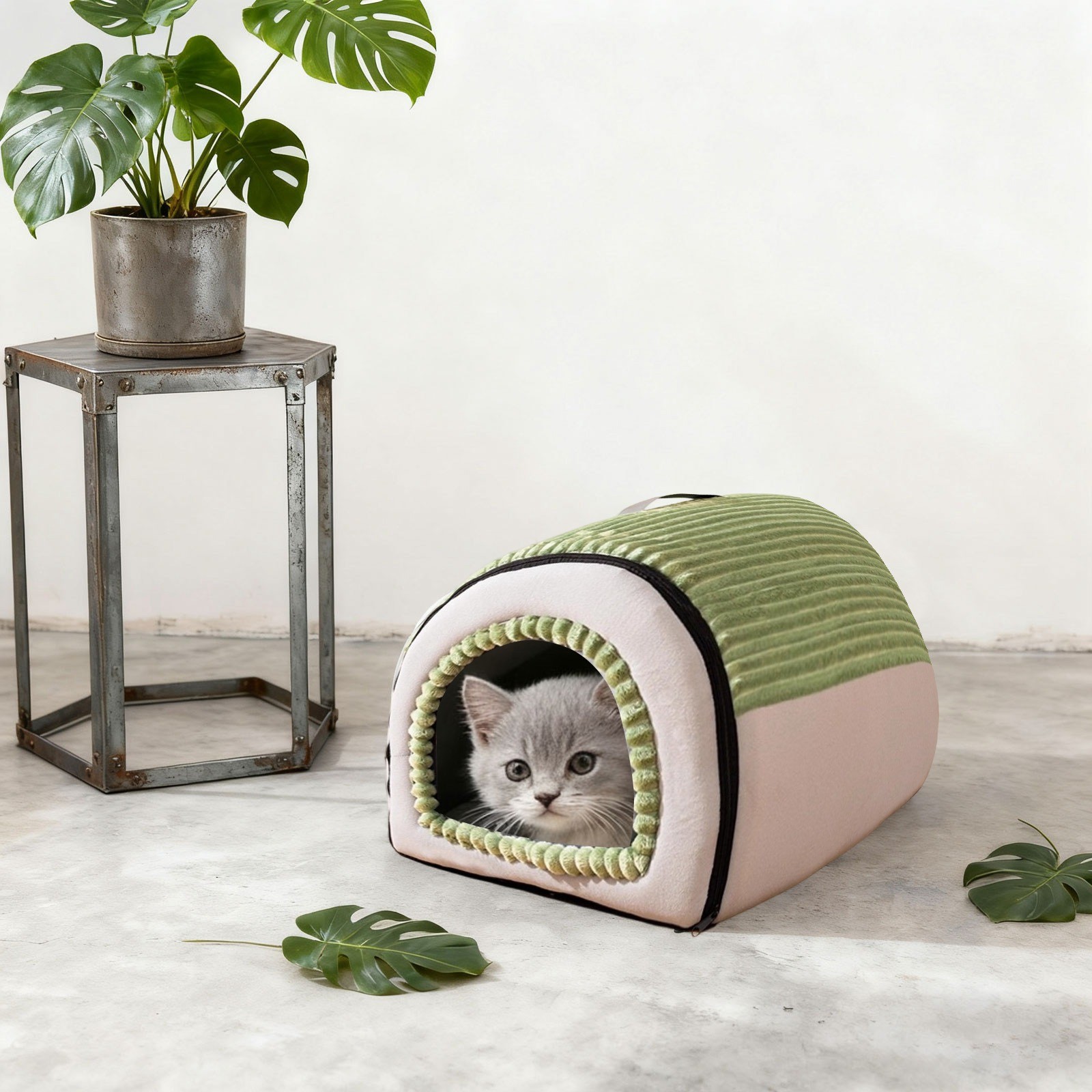 Enclosed Cat & Dog House Tent with Door Flap, Winter Warm Dog Cave Bed Cat Hideout for Small Dogs & Puppies, Removable Washable Pet Bed for Indoor Use All Seasons