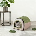 thumbnail image 2 of Dog Cave Bed with Door Flap, Enclosed Winter Warm Cat House Tent & Small Dog Hideout, Portable Pet Bed with Reversible Washable Cushion for Indoor Puppy & Cat, 2 of 7