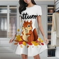 thumbnail image 2 of Autumn Squirrel Leaves Art Women's Classic Swing Skater Dress Casual Work Party Cocktail Dresses, 2 of 6