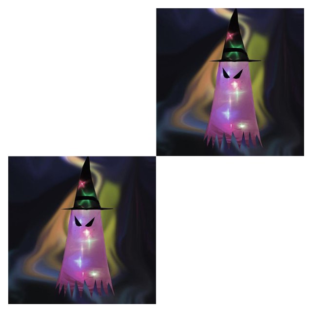 Advancent Sombrero de Halloween brillante, luces LED para vacaciones, sombrero, decoración de fiesta, colgante, sombrero de brillante, Dämonenaugen leuchten rosa 2piezas
