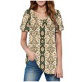 thumbnail image 1 of Camiseta Suelta de Cuello en V Impresa de Manga Corta de las Mujeres, Ligero 95% Poliéster 5% Spandex Casual Top para el Hogar Y el Uso Diario, Camiseta Cómoda, 1 of 5