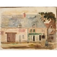 thumbnail image 2 of Tadeusz Makowski 18x15 Gold Ornate Wood Frame and Double Matted Museum Art Print Titled - Kołodziej in Front of the House (1924), 2 of 4