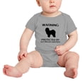 thumbnail image 2 of Warning: Protected by A Old English Sheepdog Dog Funny Baby Bodysuit Newborn Clothes (Gray,12-18 Months), 2 of 5