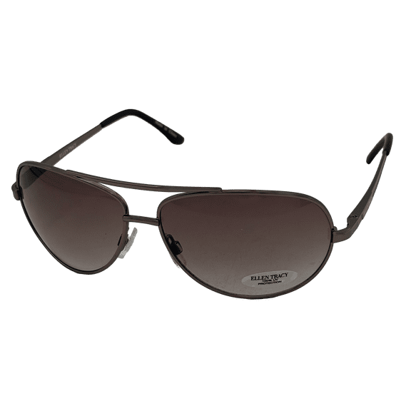 Ellen Tracy Metal Women's Aviator Fashion Sunglasses with Micro Fiber Pouch, Gunmetal Gray